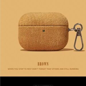 Textured Brown AirPods Case with Clip